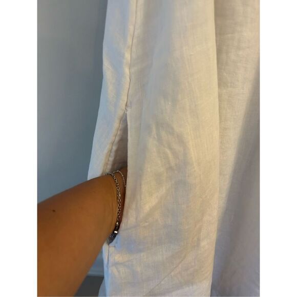 NEW Nicole Miller 100% Linen A-line Dress XL Nautical Natural Fiber Minimalist V - Picture 4 of 7